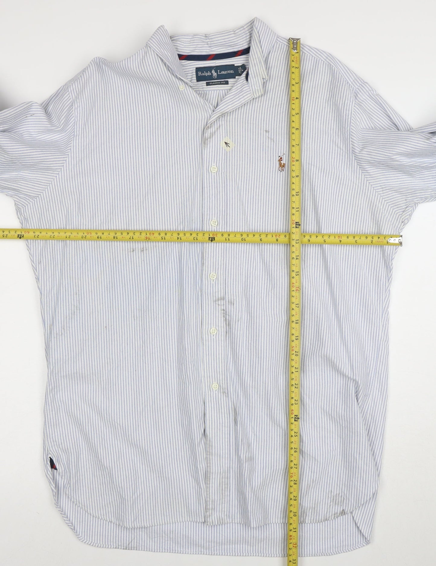 Ralph Lauren Men’s Blue Striped Classic Fit Long Sleeve Shirt L
