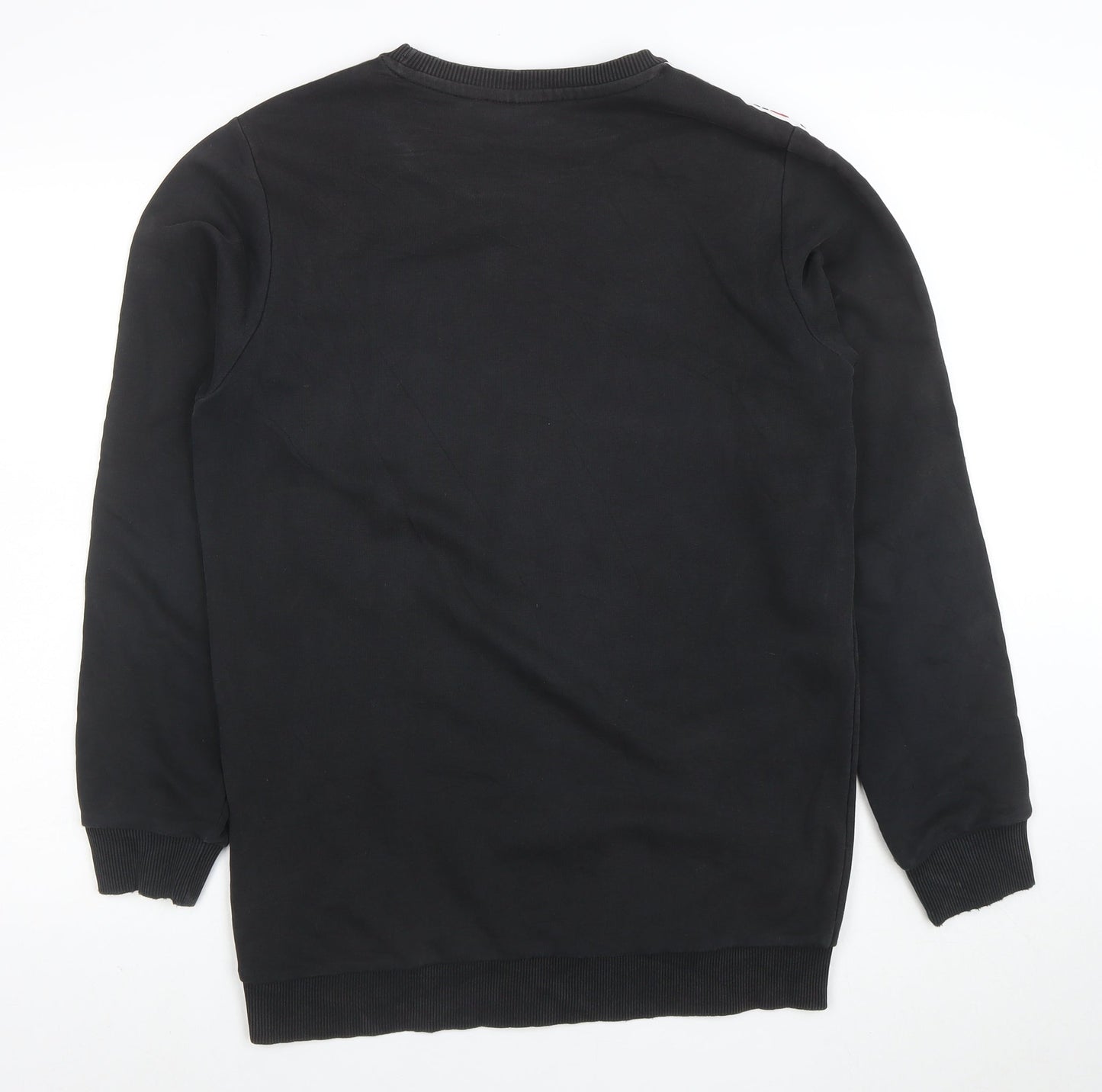FILA Mens Black Logo Tape Crew Neck Sweatshirt Size M