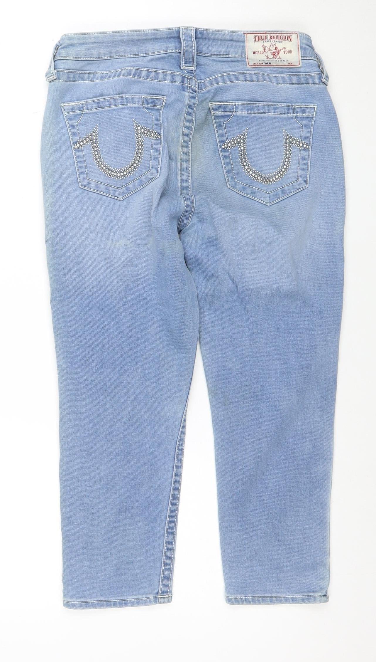 True Religion Womens Blue Size 28 Mid Rise Straight Jeans