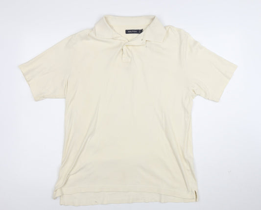 Nautica Men's Beige Short Sleeve Classic Fit Cotton Polo Shirt Size S