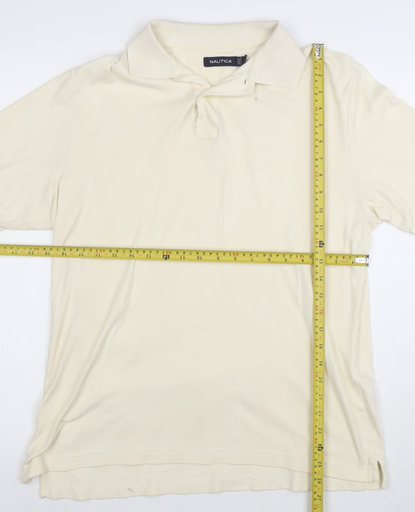 Nautica Men's Beige Short Sleeve Classic Fit Cotton Polo Shirt Size S