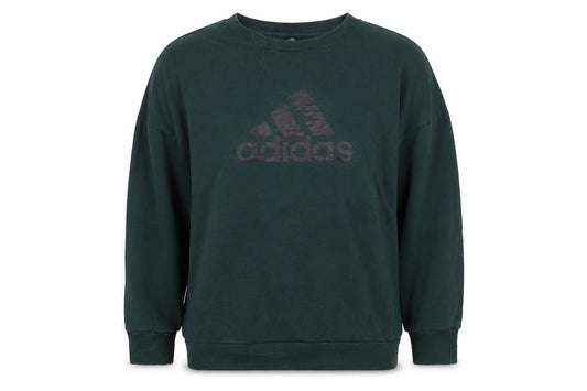 Adidas Womens Green Cotton Pullover Sweatshirt Size L Casual Logo