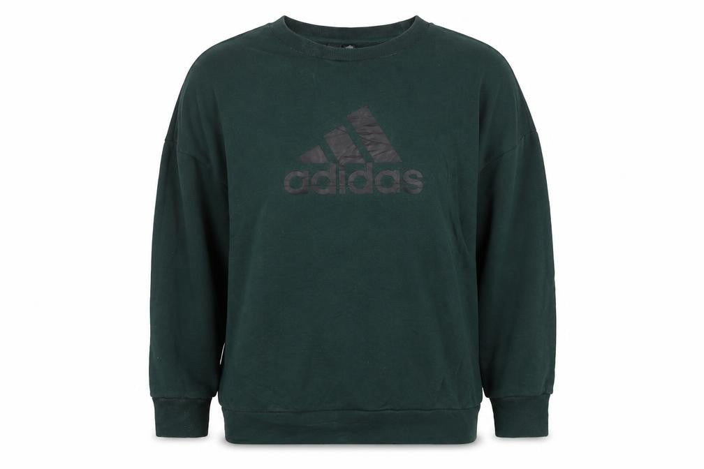 Adidas Womens Green Cotton Pullover Sweatshirt Size L Casual Logo