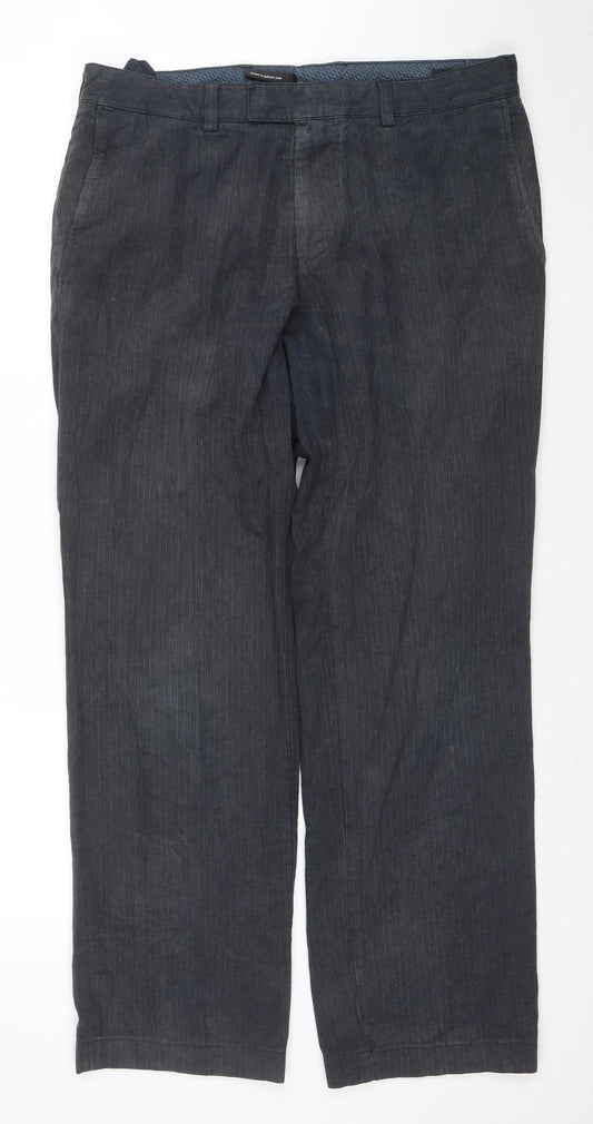 Hugo Boss Men's Grey Herringbone Chino Trousers L 34W 31L