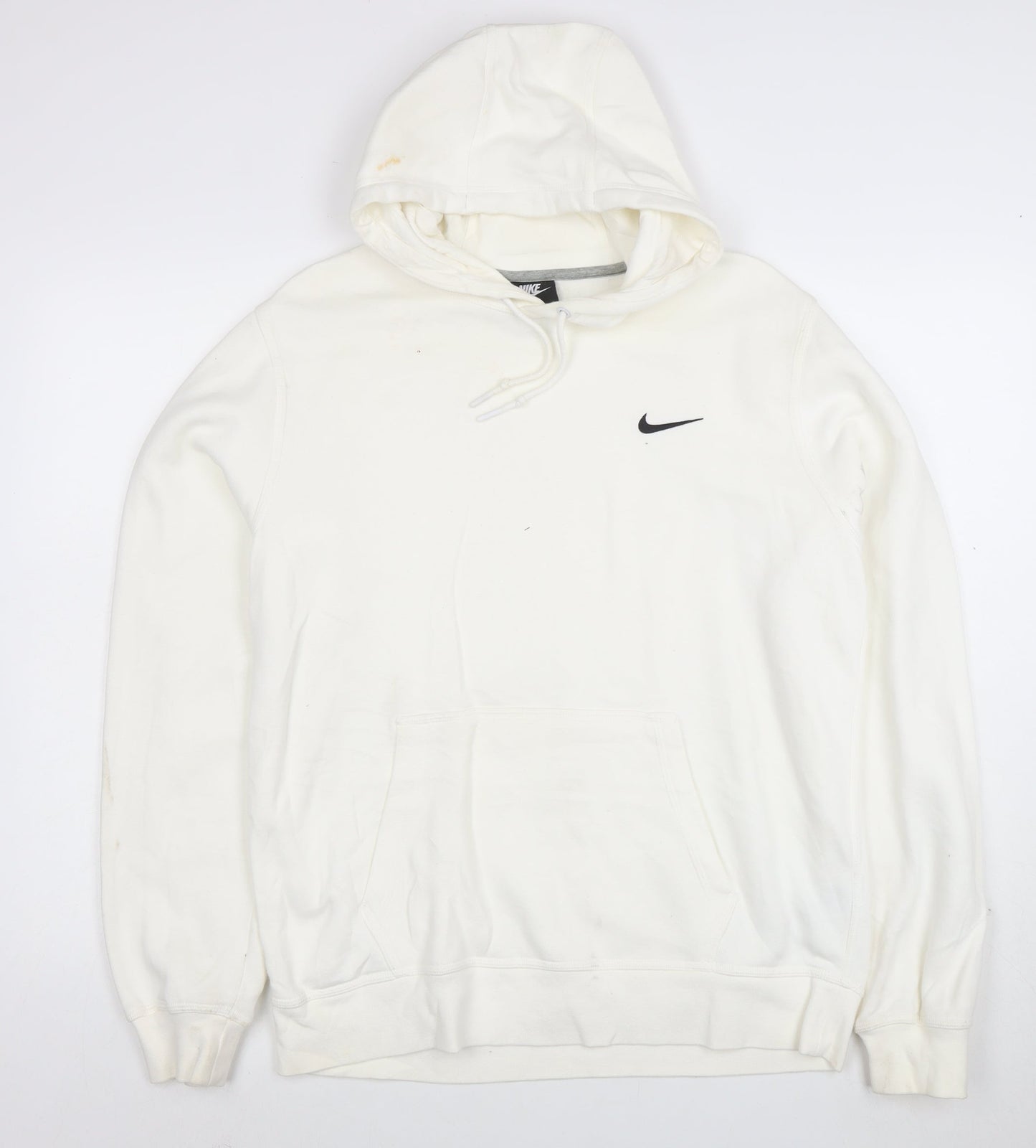 Nike Women White Pullover Hoodie L Drawstring Kangaroo Pocket Casual