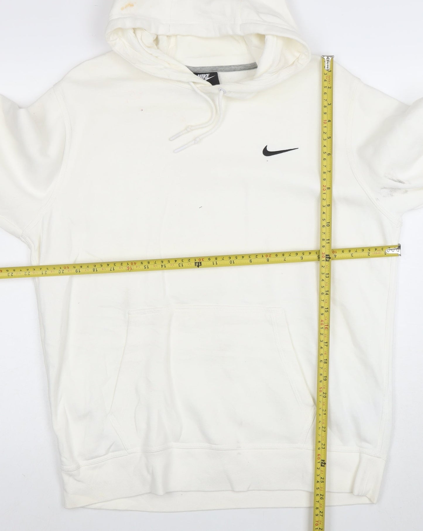 Nike Women White Pullover Hoodie L Drawstring Kangaroo Pocket Casual