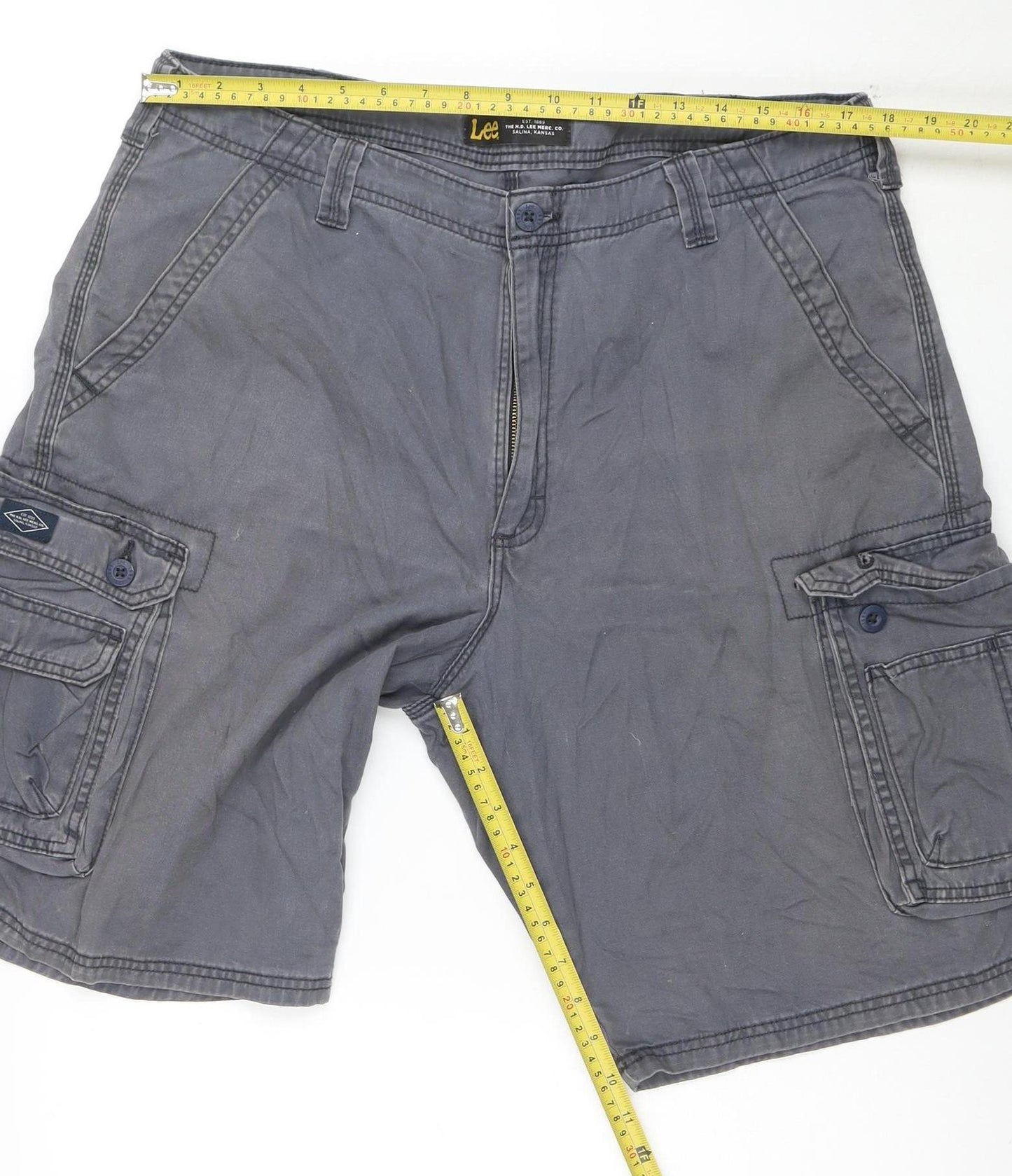 Lee Men's Grey 38 Cargo Cotton Shorts Casual Workwear