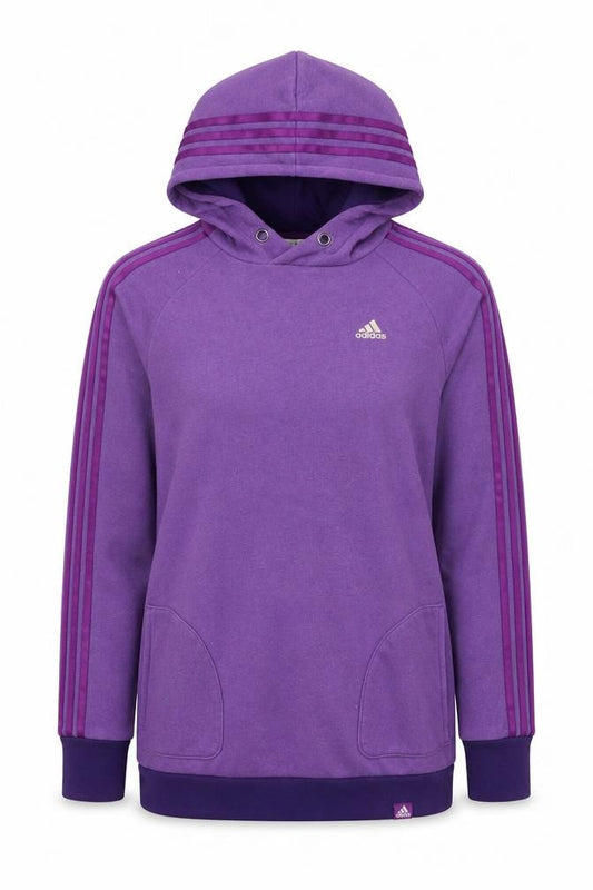 Adidas Women Purple Pullover Hoodie Sweatshirt UK S 8-10 Cotton Blend