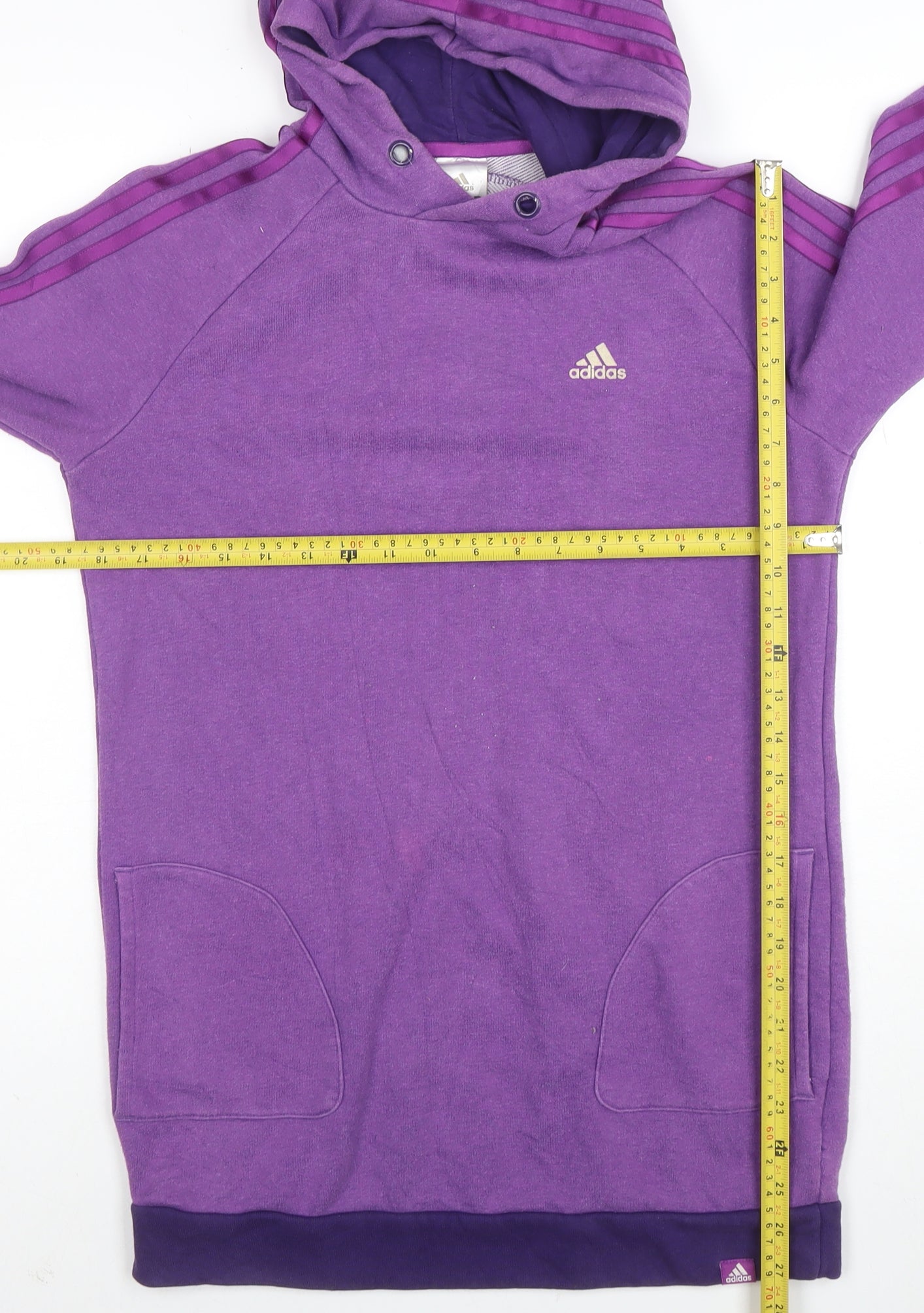Adidas Women Purple Pullover Hoodie Sweatshirt UK S 8-10 Cotton Blend