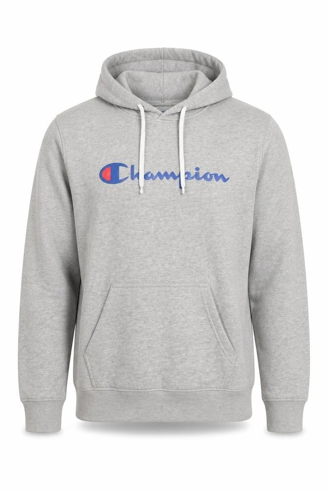Champion Men's Grey Pullover Hoodie L Logo Graphic Sweatshirt