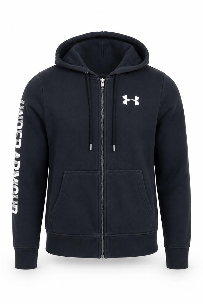 Under Armour Boys Black XS Full Zip Hoodie with Logo Print