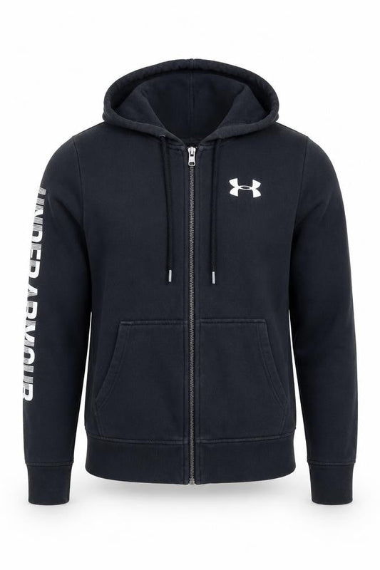 Under Armour Boys Black XS Full Zip Hoodie with Logo Print
