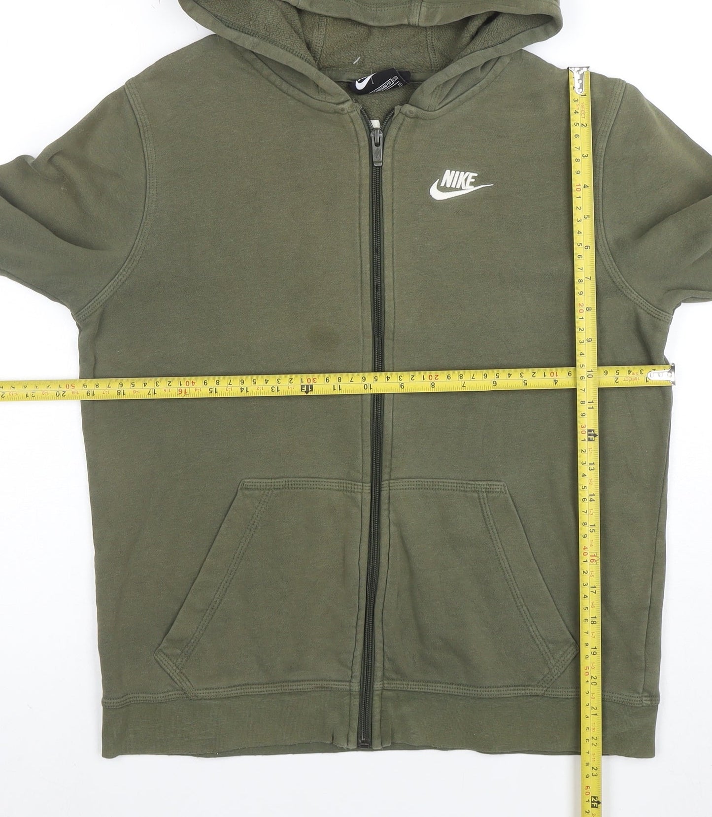Nike Boys Green Full Zip Hoodie XL Cotton Blend Standard Fit