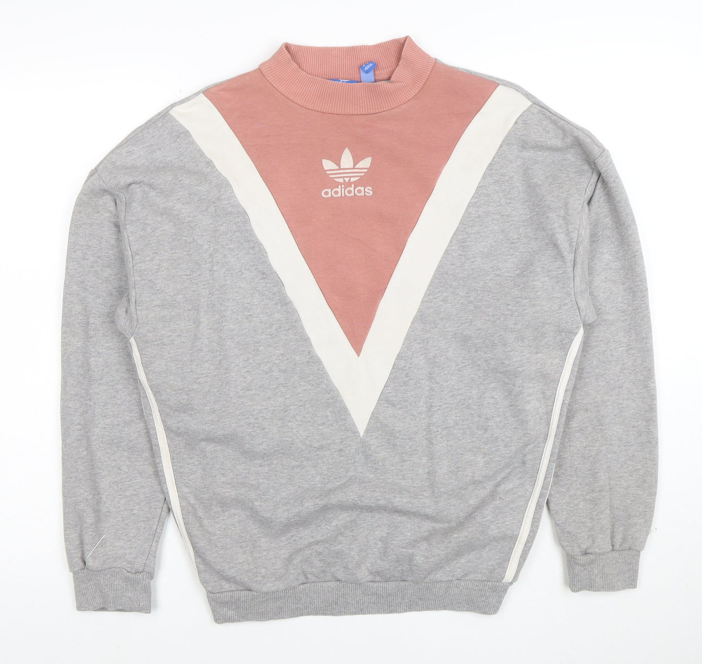 Adidas Womens Grey & Pink Crew Neck Pullover Sweatshirt Size 10 M