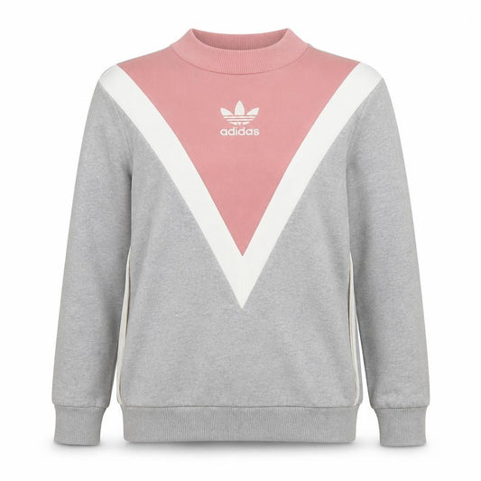 Adidas Womens Grey & Pink Crew Neck Pullover Sweatshirt Size 10 M