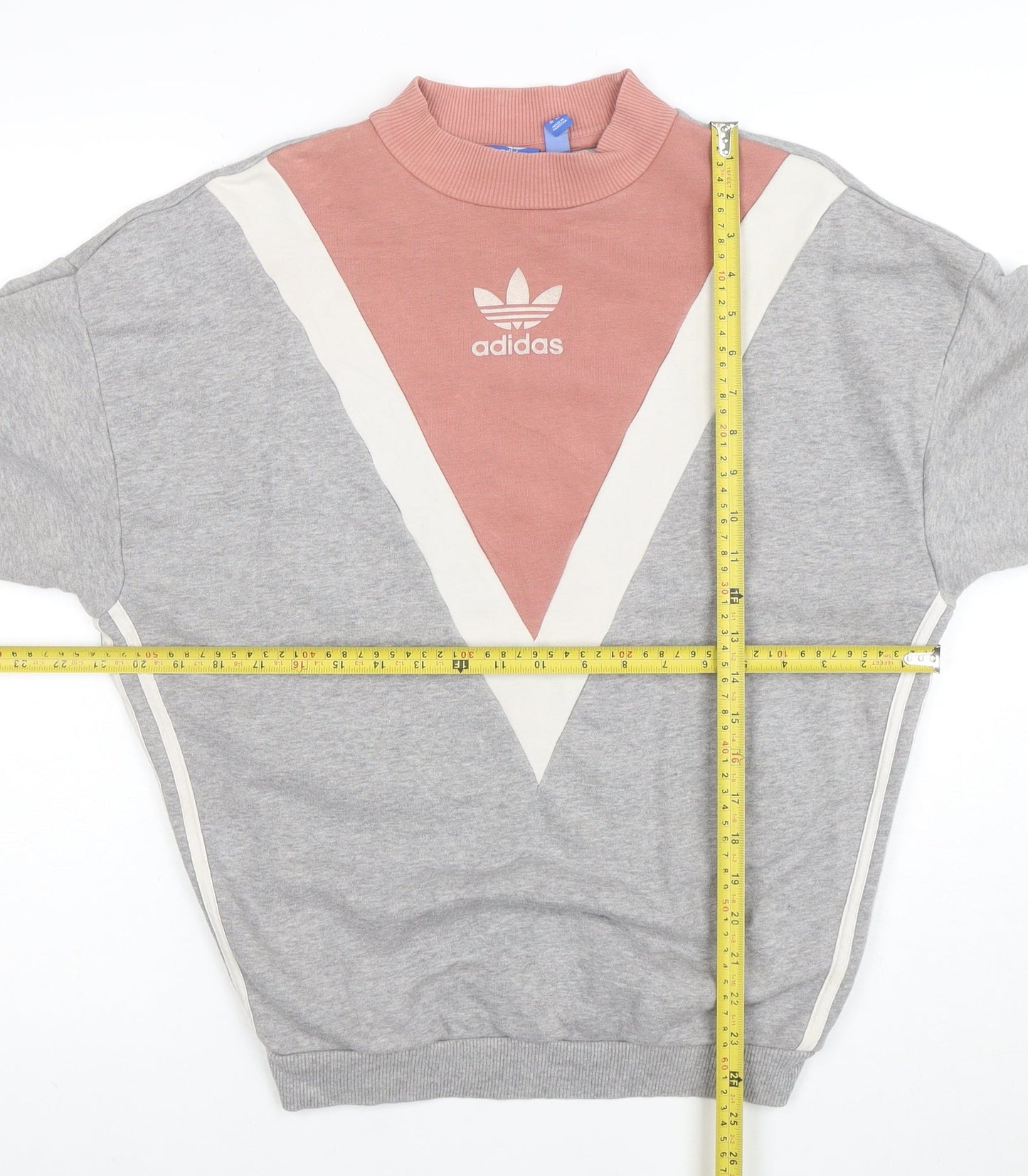 Adidas Womens Grey & Pink Crew Neck Pullover Sweatshirt Size 10 M