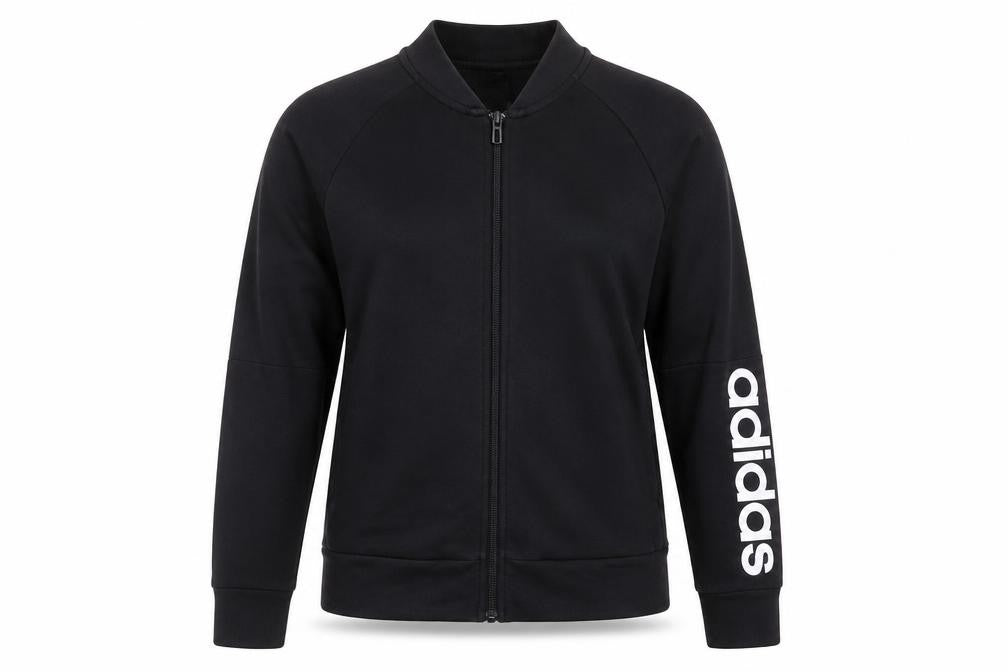 Adidas Women Black Full Zip Sweatshirt Size M Cotton Blend