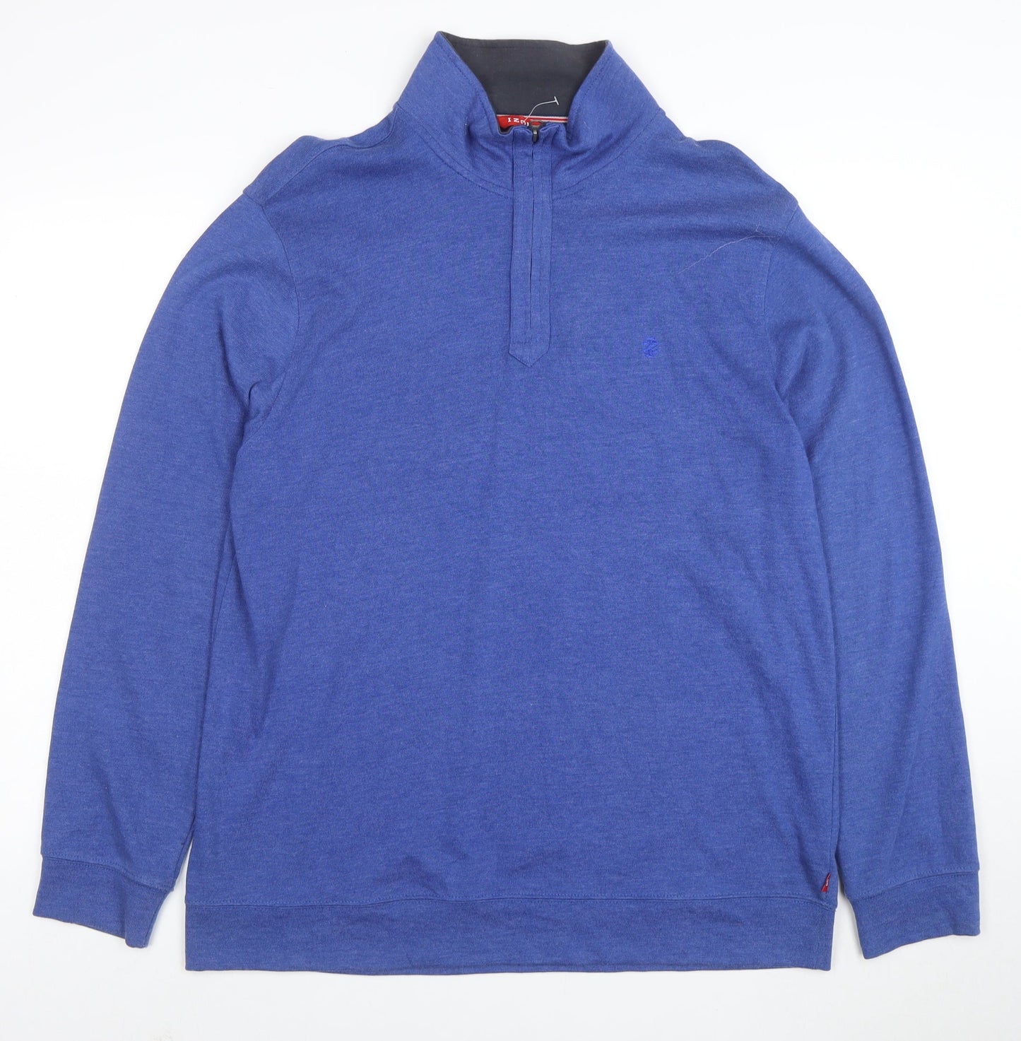 IZOD Men's Blue 1/4 Zip Pullover Sweatshirt L Cotton Blend