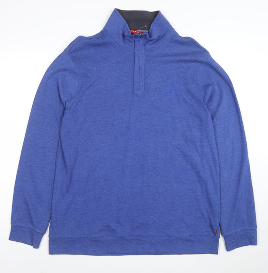 Preloved IZOD Men's Blue 1/4 Zip Pullover Sweatshirt L Cotton Blend - Front