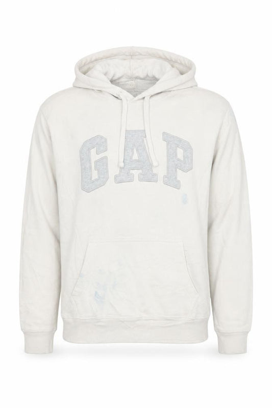 GAP Mens Beige Pullover Hoodie XS Logo Fleece Cotton Blend