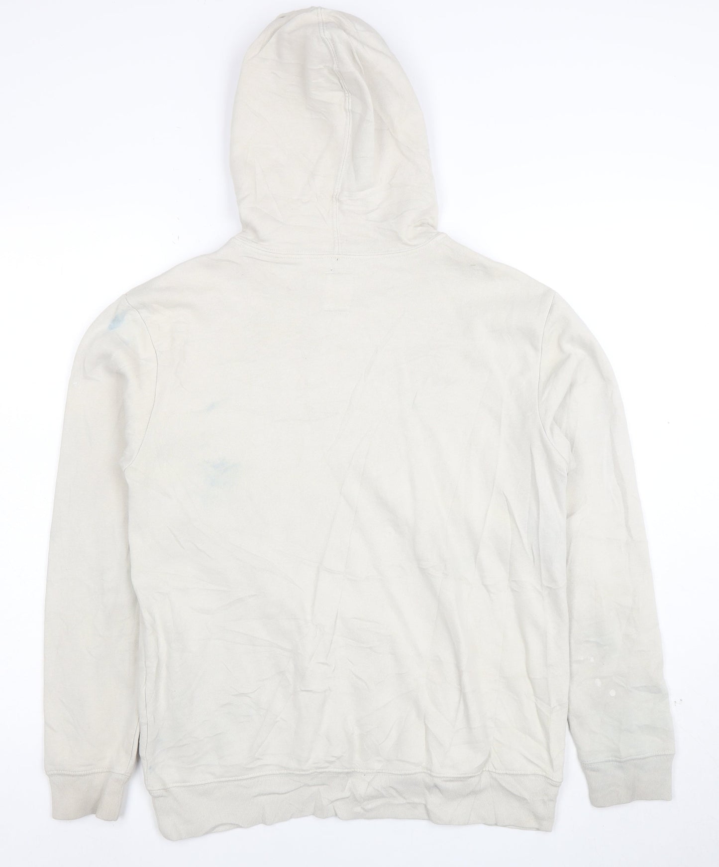 GAP Mens Beige Pullover Hoodie XS Logo Fleece Cotton Blend