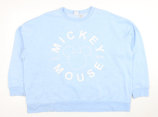 Disney Women Blue Mickey Mouse Pullover Sweatshirt Size XL