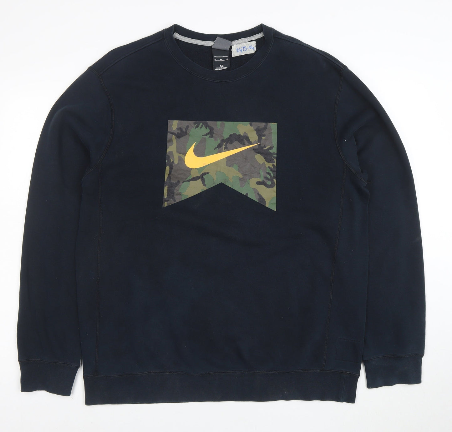 Nike Men's Blue Camouflage Logo Pullover Sweatshirt XL