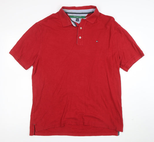 Tommy Hilfiger Golf Red Cotton Men's L Polo Shirt