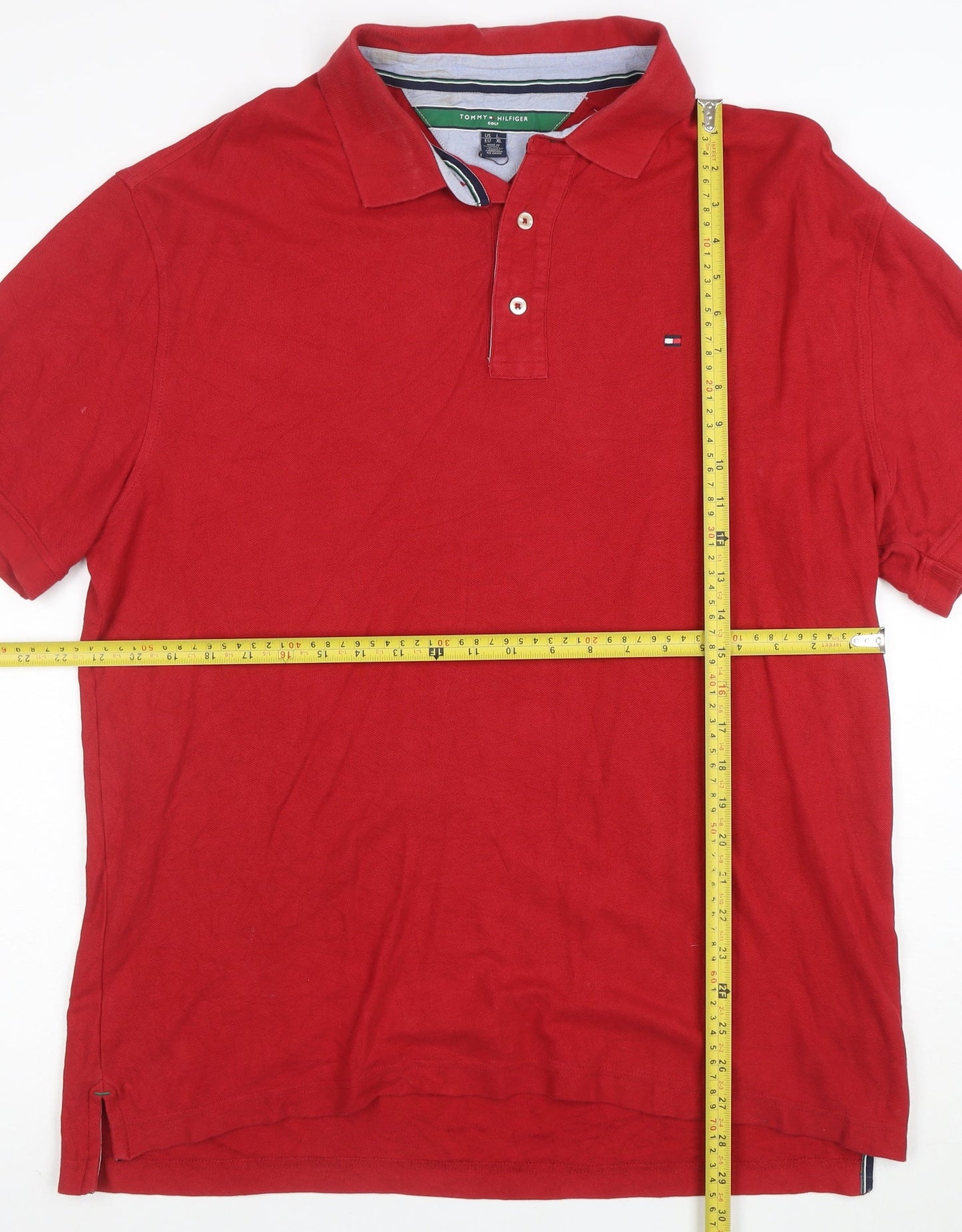Tommy Hilfiger Golf Red Cotton Men's L Polo Shirt