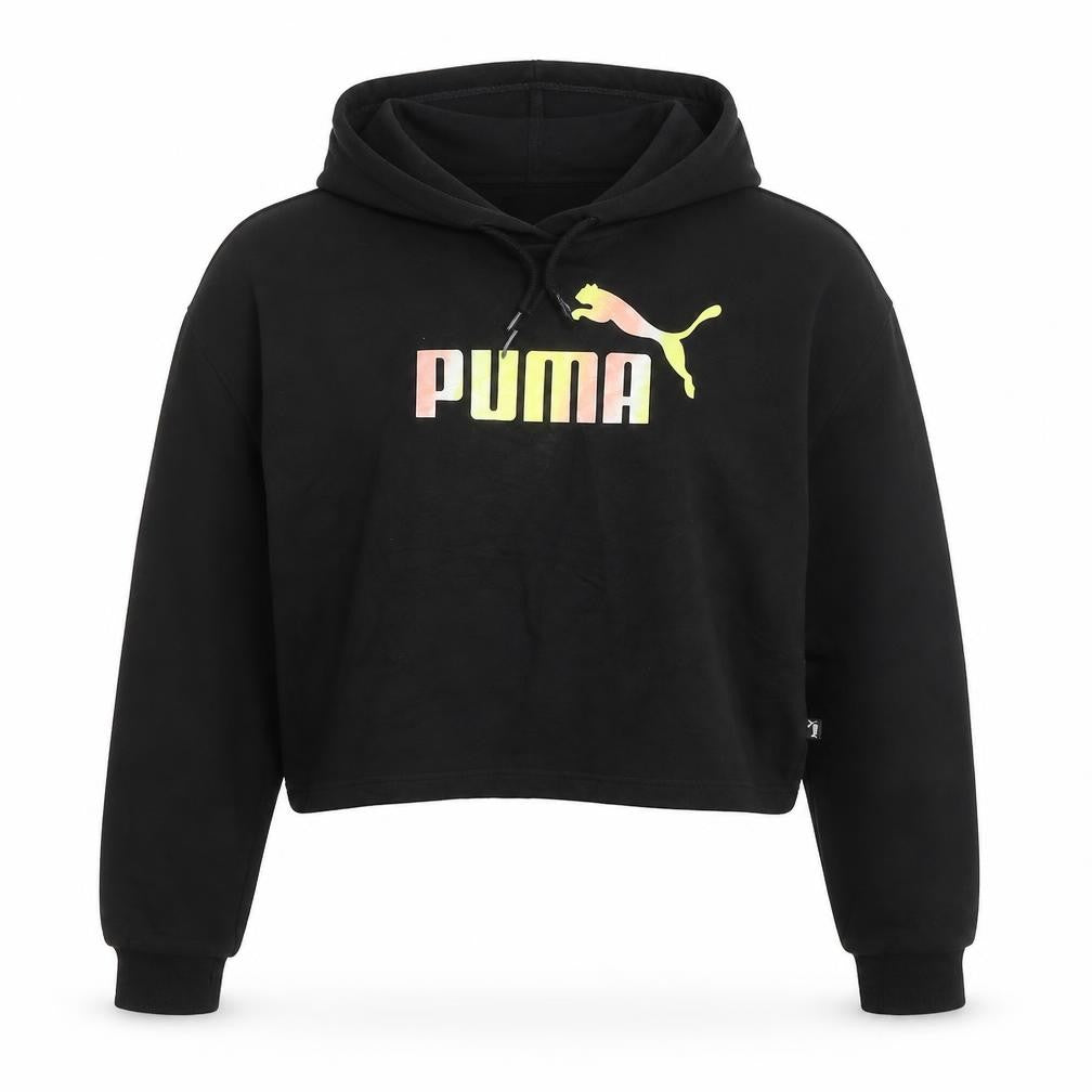 Puma Womens Black XS Pullover Hoodie with Logo Print
