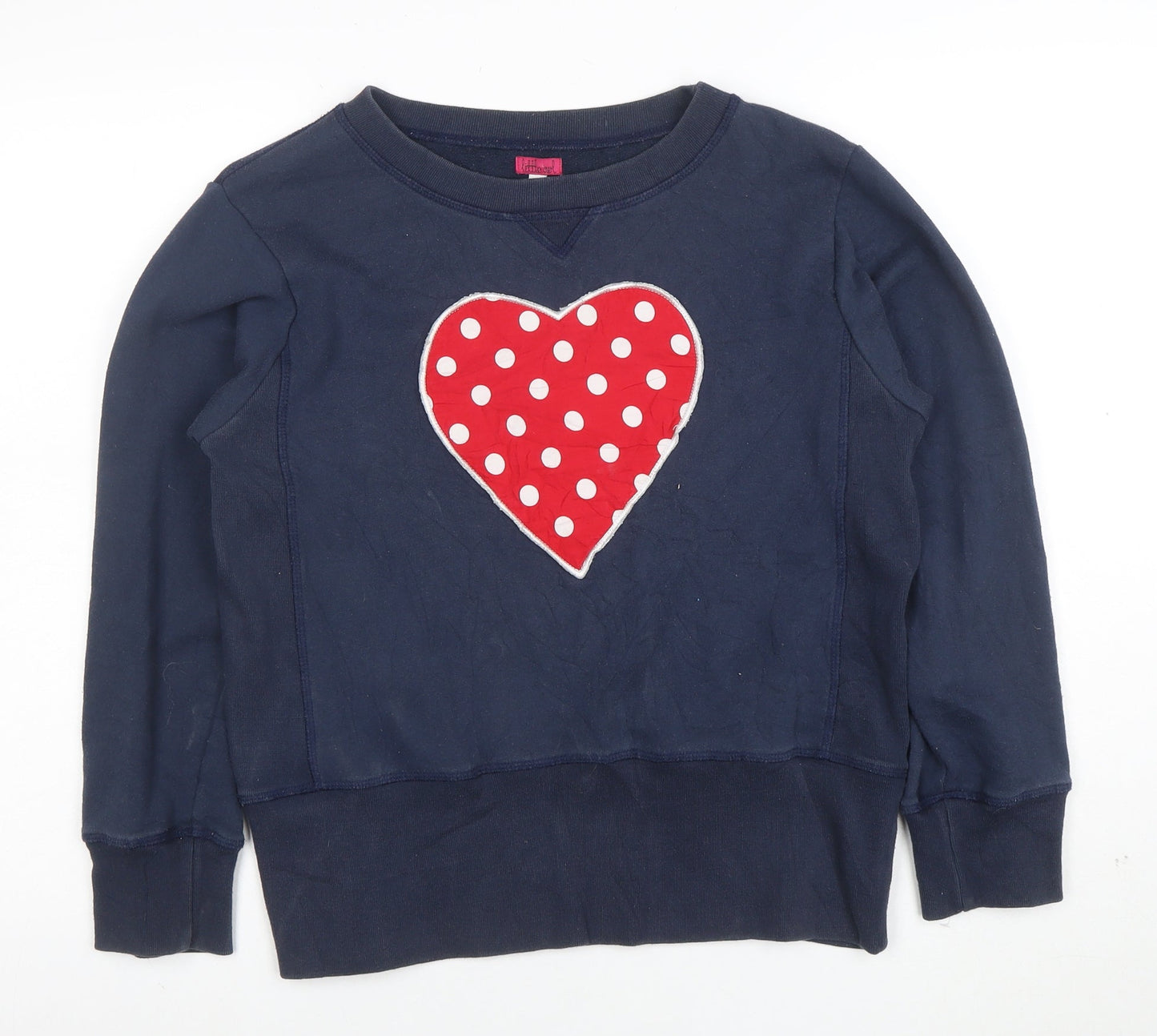 Little Owl Womens Navy Blue Pullover Sweatshirt Large with Heart Design