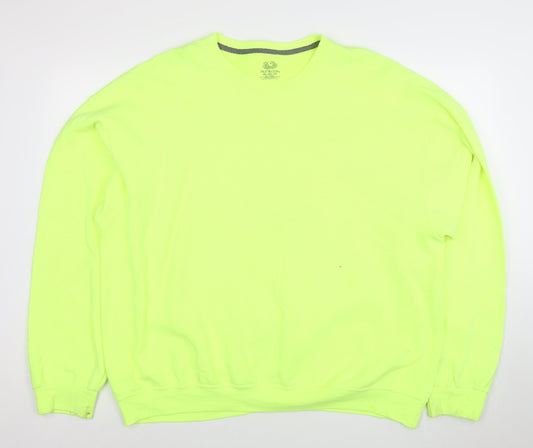 Preloved Fruit of the Loom Men's Yellow 2XL Classic Pullover Sweatshirt - Front