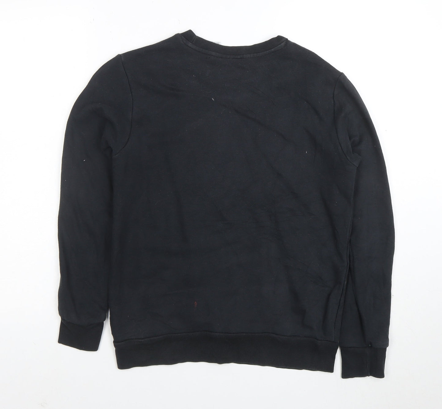 Adidas Boys Black Crew Neck Sweatshirt 12-13 Years Cotton Blend Pullover