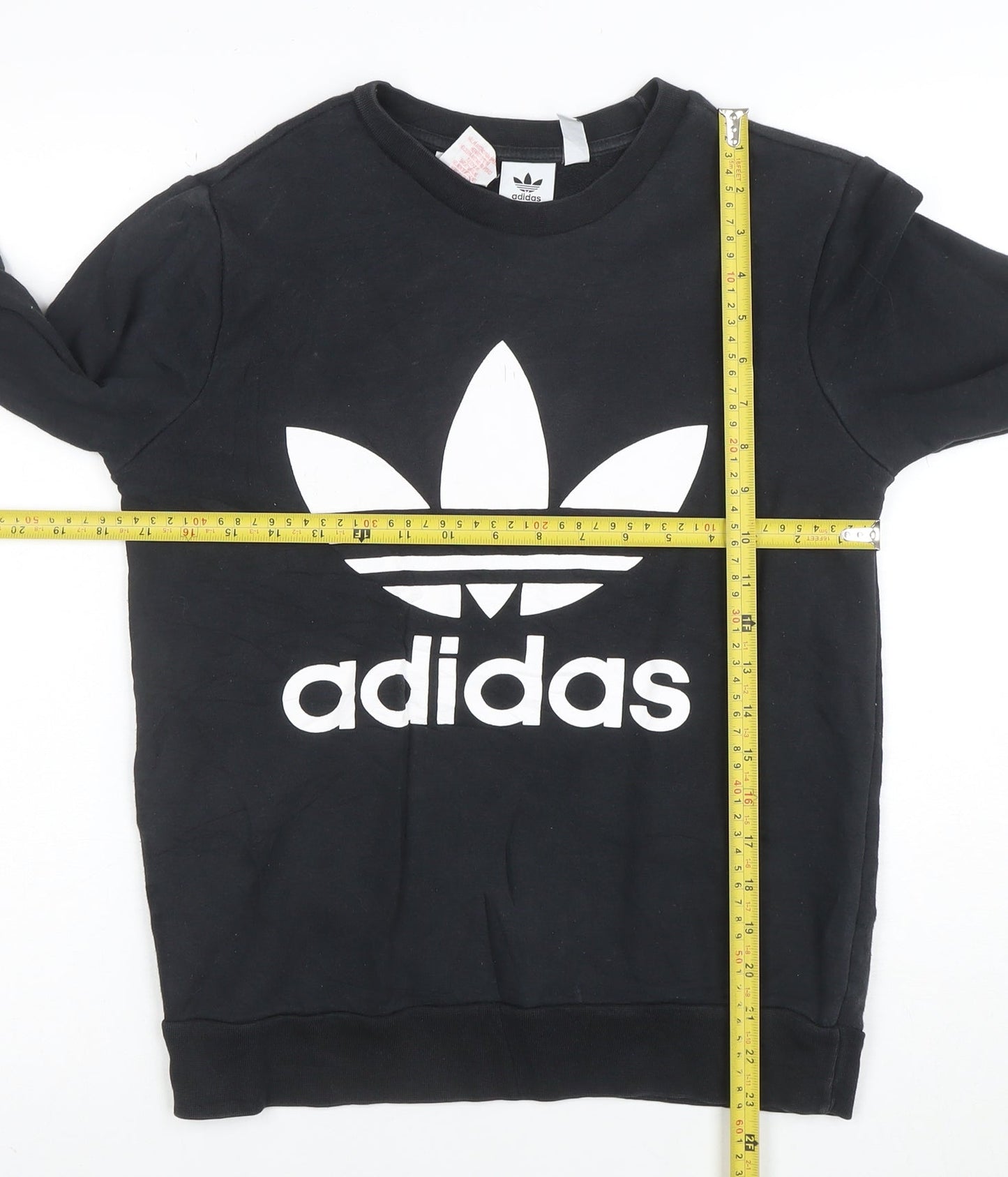 Adidas Boys Black Crew Neck Sweatshirt 12-13 Years Cotton Blend Pullover