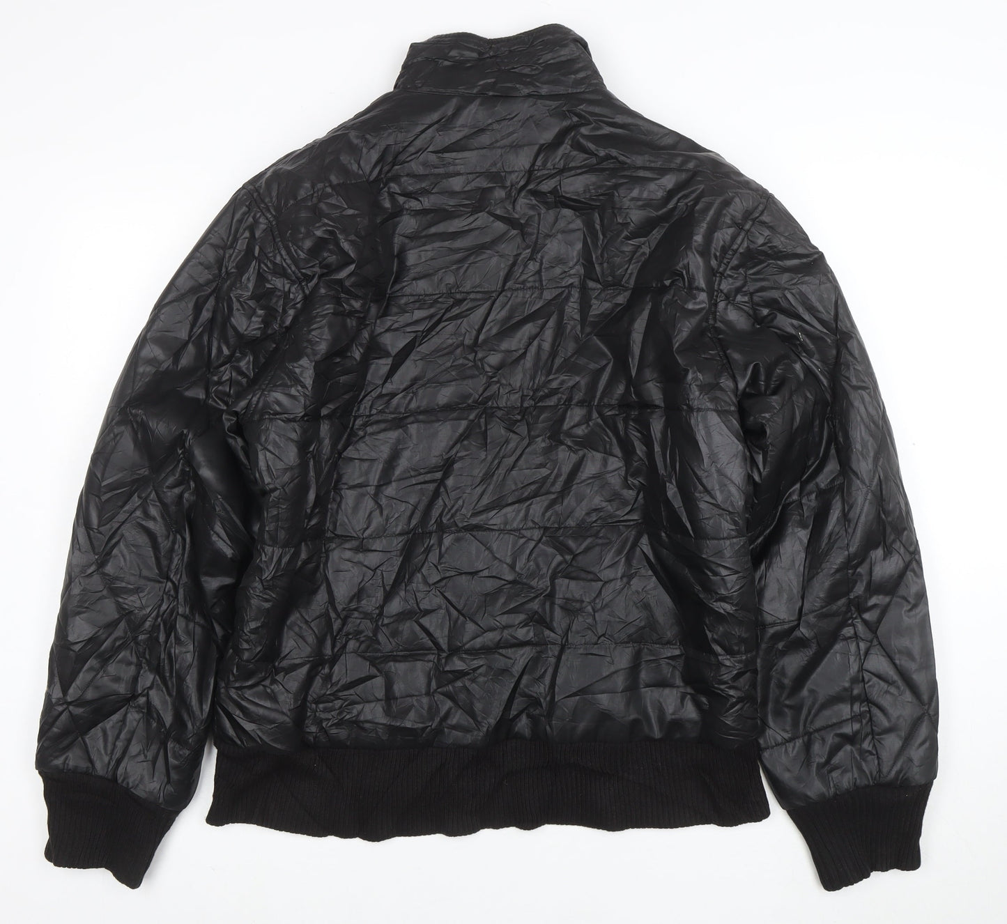 Puma Womens Black Quilted Bomber Jacket Size L Full Zip