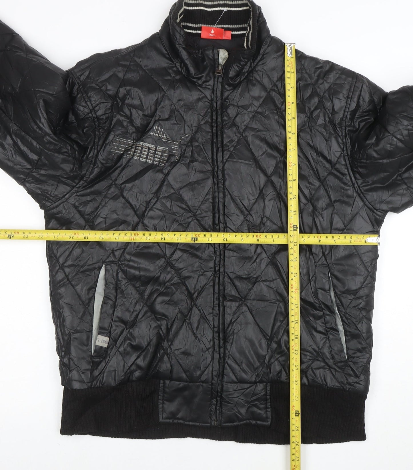 Puma Womens Black Quilted Bomber Jacket Size L Full Zip