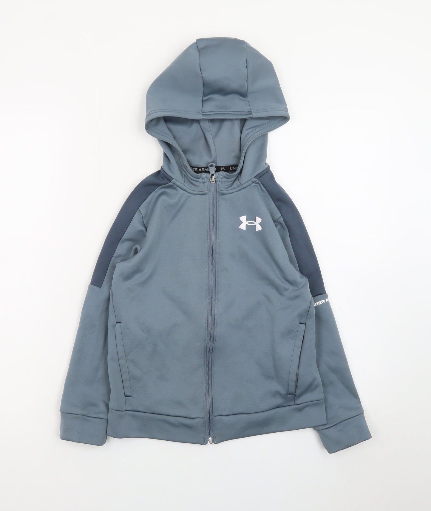 Under Armour Boys Blue Full Zip Hoodie Youth Small Polyester Sportswear
