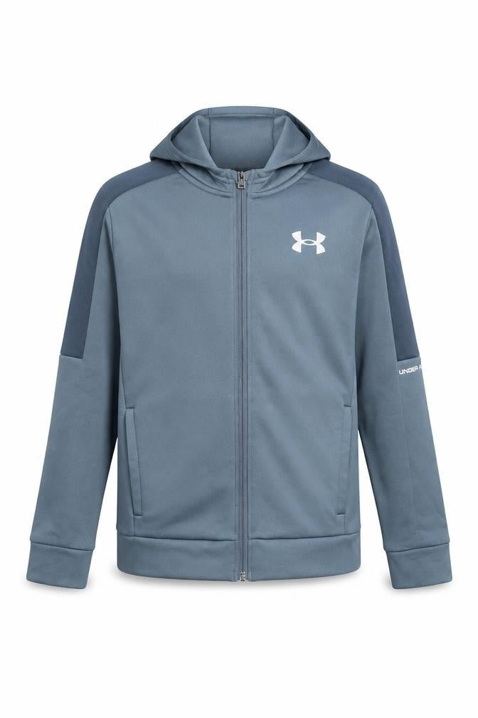 Under Armour Boys Blue Full Zip Hoodie Youth Small Polyester Sportswear