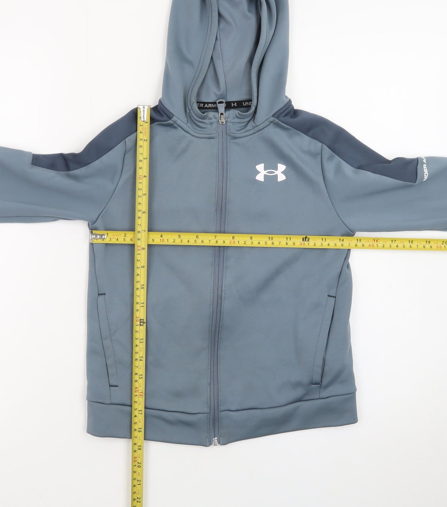 Under Armour Boys Blue Full Zip Hoodie Youth Small Polyester Sportswear