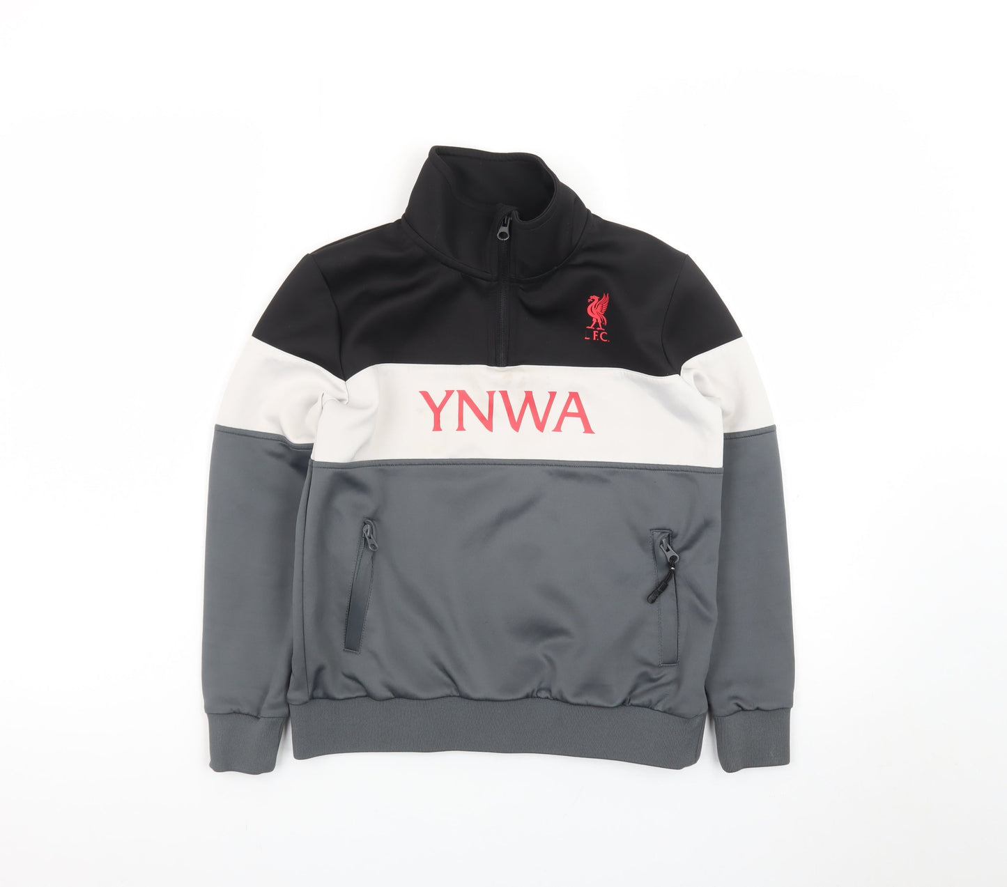 Liverpool FC Boys Grey Colourblock 1/4 Zip Sweatshirt 9-10 Years