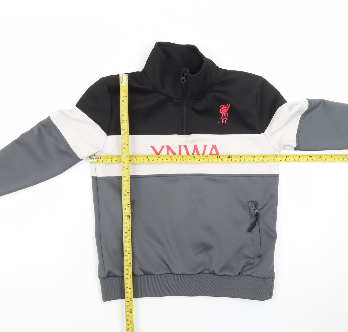 Liverpool FC Boys Grey Colourblock 1/4 Zip Sweatshirt 9-10 Years