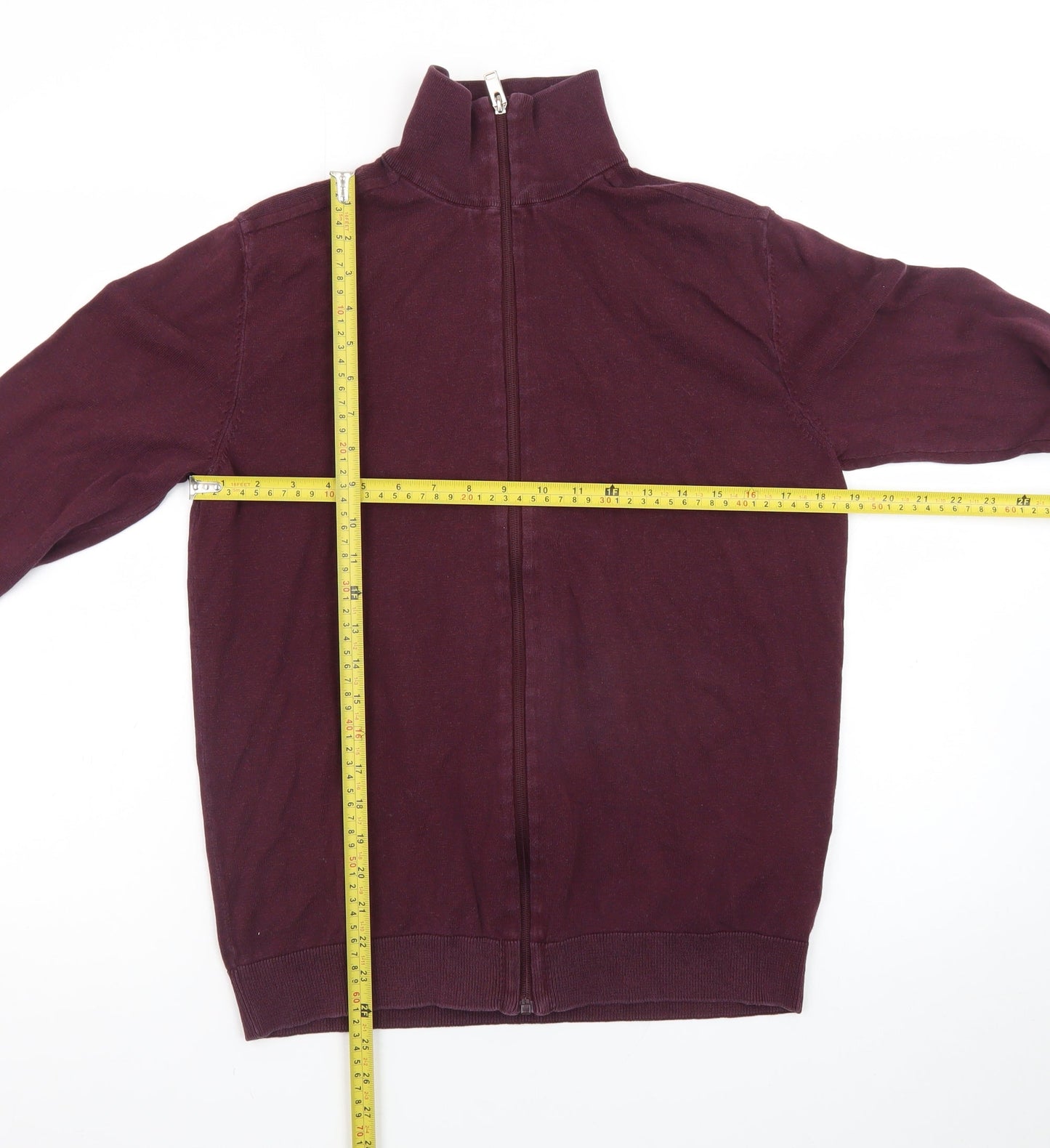 SELECTED HOMME Men's Purple Full Zip Cotton Jumper M