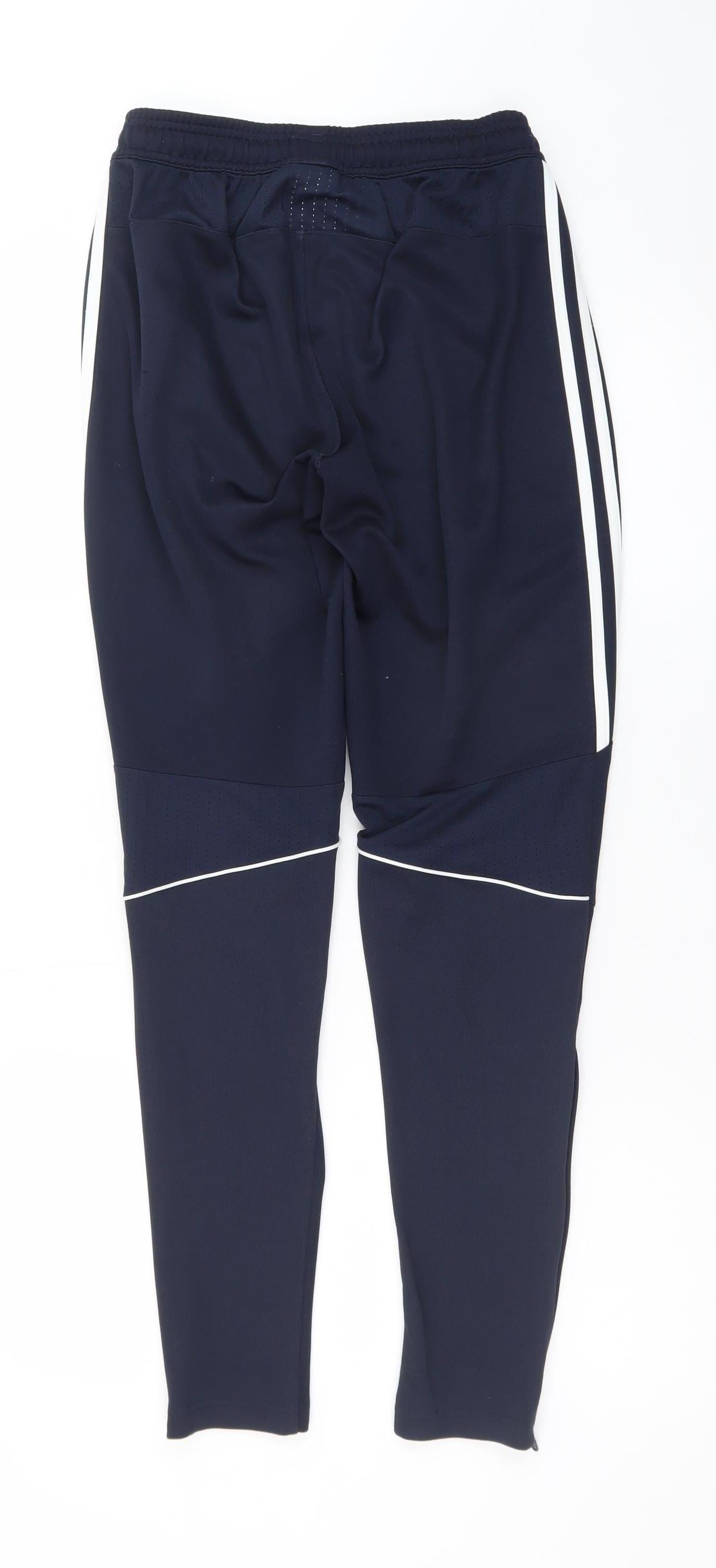 Adidas Men's Navy XS Jogger Sweatpants with Ankle Zip and Stripes