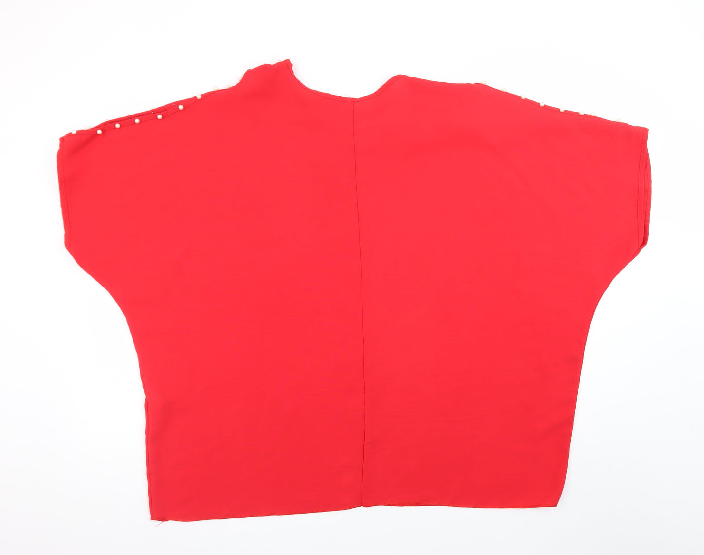 LA LUNA Womens Red Beaded Dolman Sleeve Blouse One Size