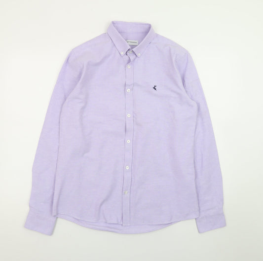 Ottomoda Men's Purple Button-Down Long Sleeve Dress Shirt M