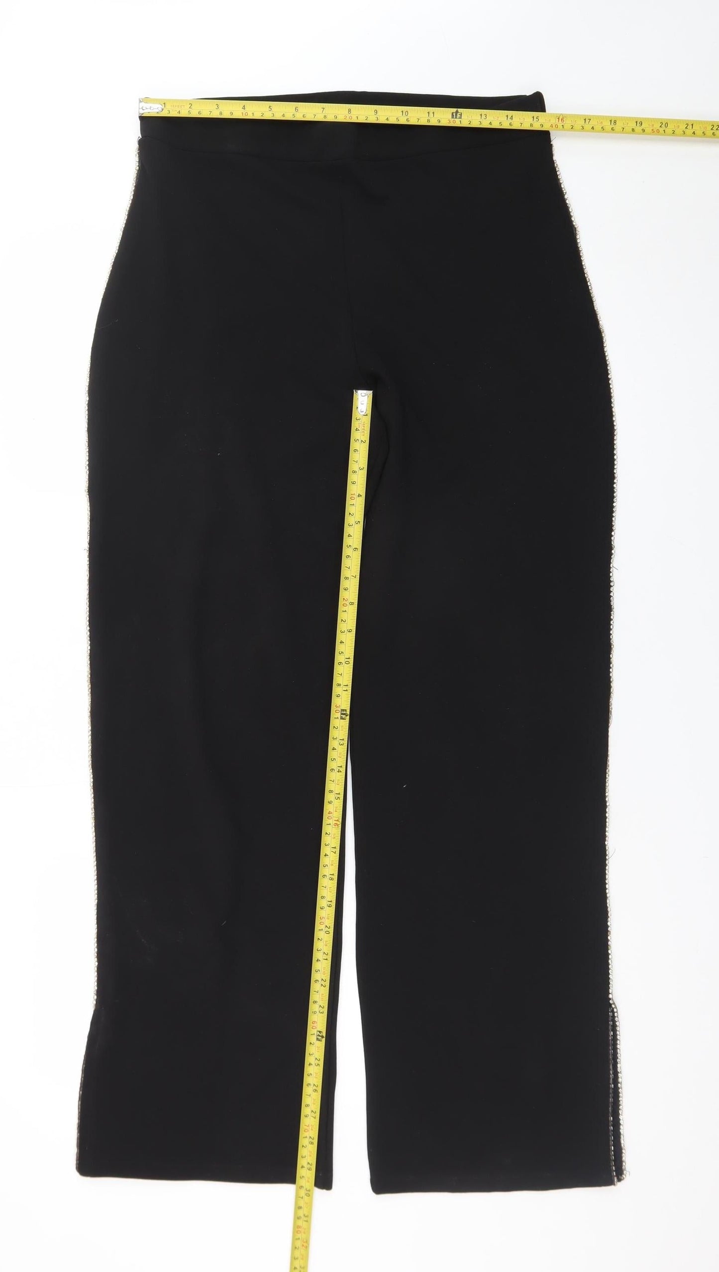 Quiz Women’s Black Size 14 High Rise Slim Fit Zip Trousers