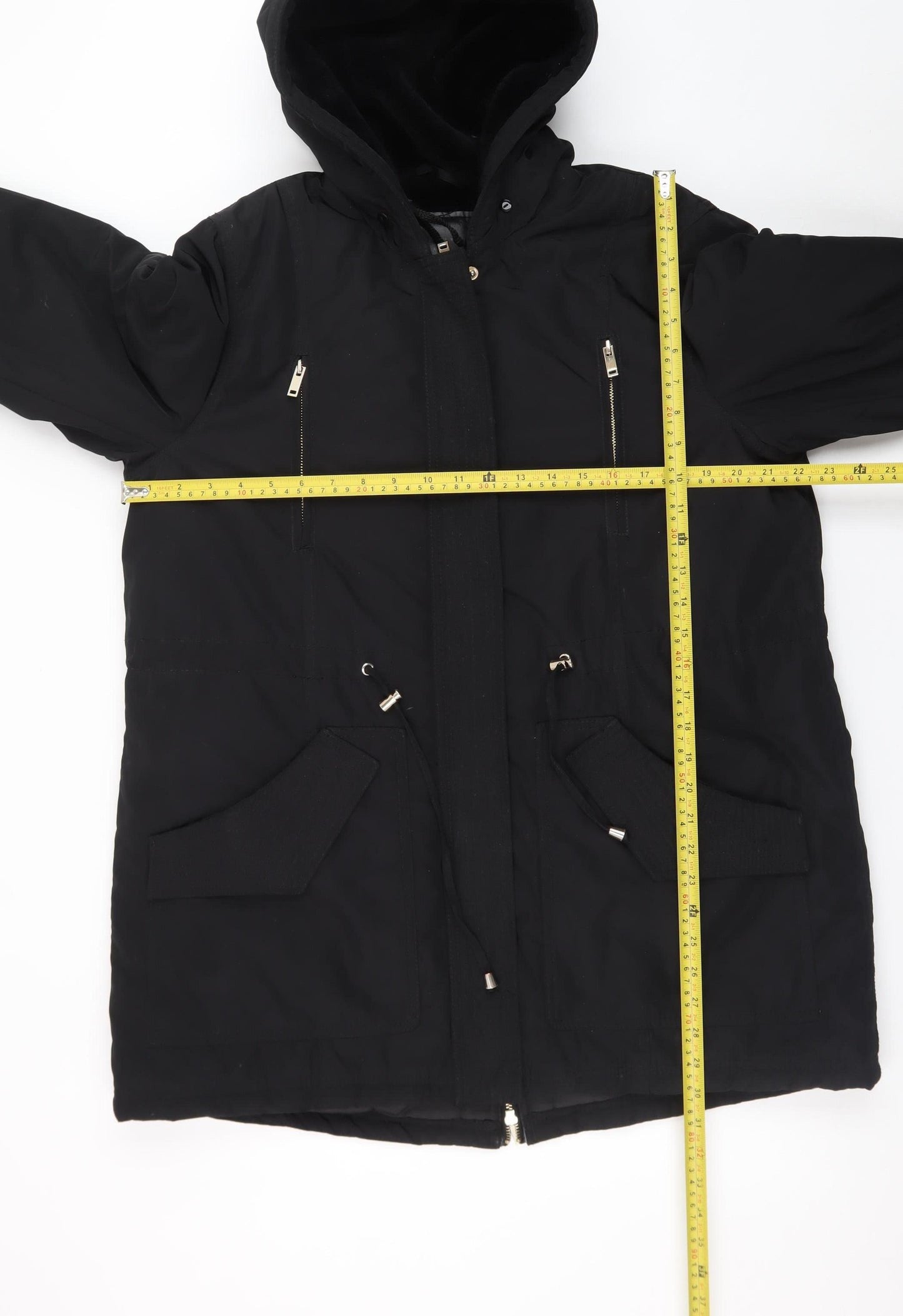 Papaya Women's Black Hooded Parka Coat Size 16 Lined Winter Jacket