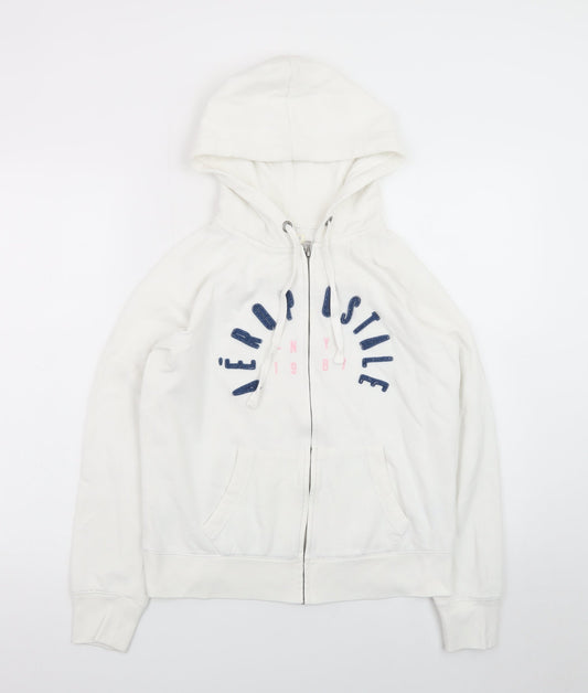 Aeropostale Women's White Full Zip Hoodie Size M Cotton Blend