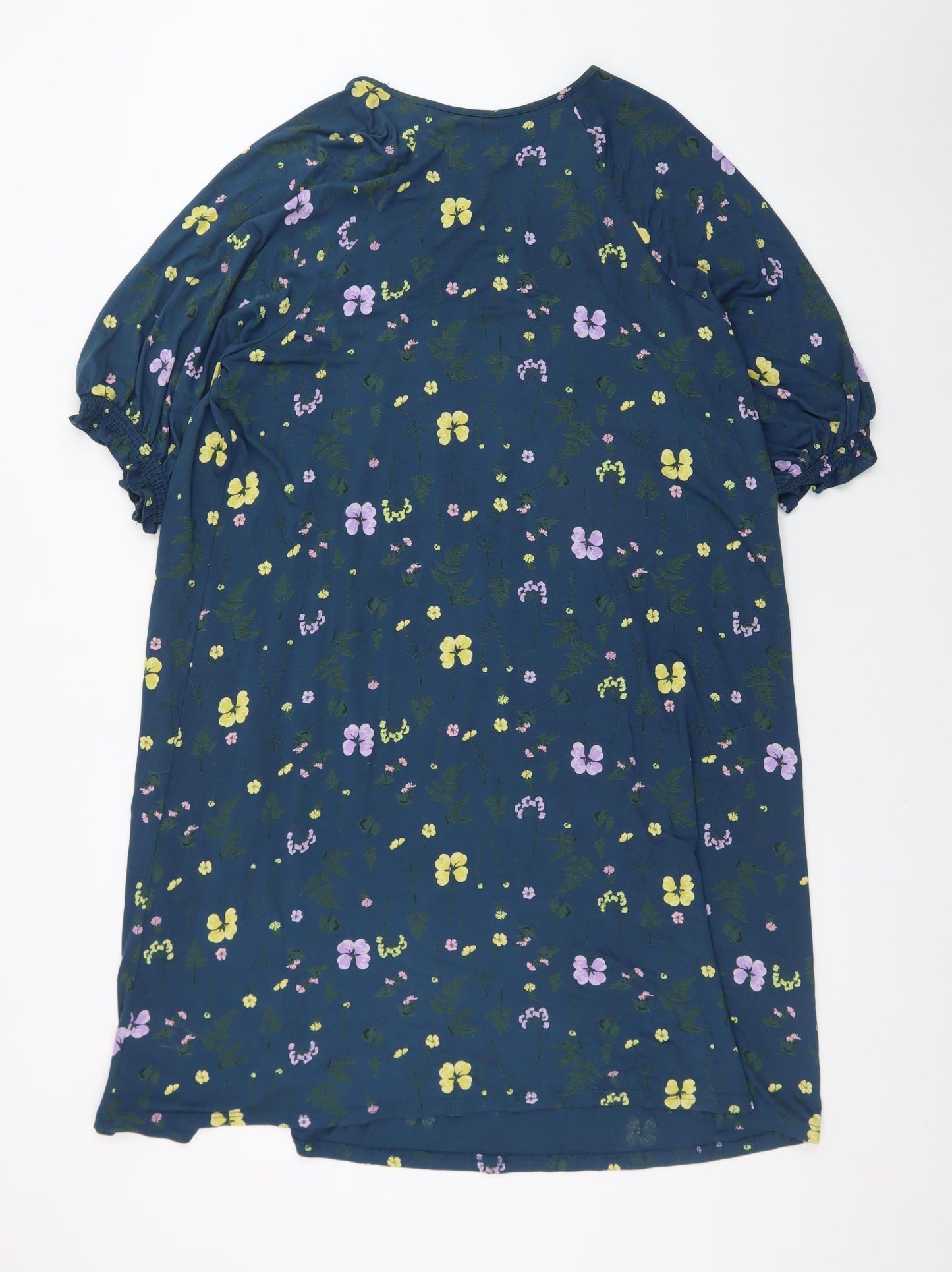 Next Women Blue Floral Shift Dress Size 20 3/4 Sleeve Spring