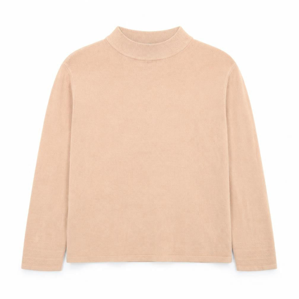 Marks & Spencer Women Beige Mock Neck Acrylic Jumper Size 16